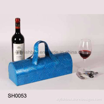 Elegant Blue Wine Case with Handle